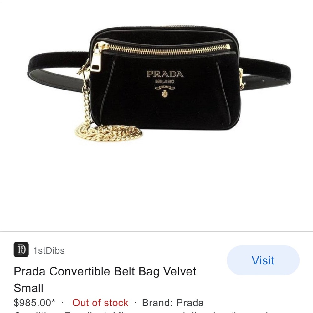 SOLD. Prada Velvet Belt Bag